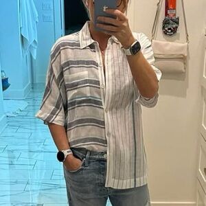 Rails Finley mixed Aegean blue stripe Button Down Shirt